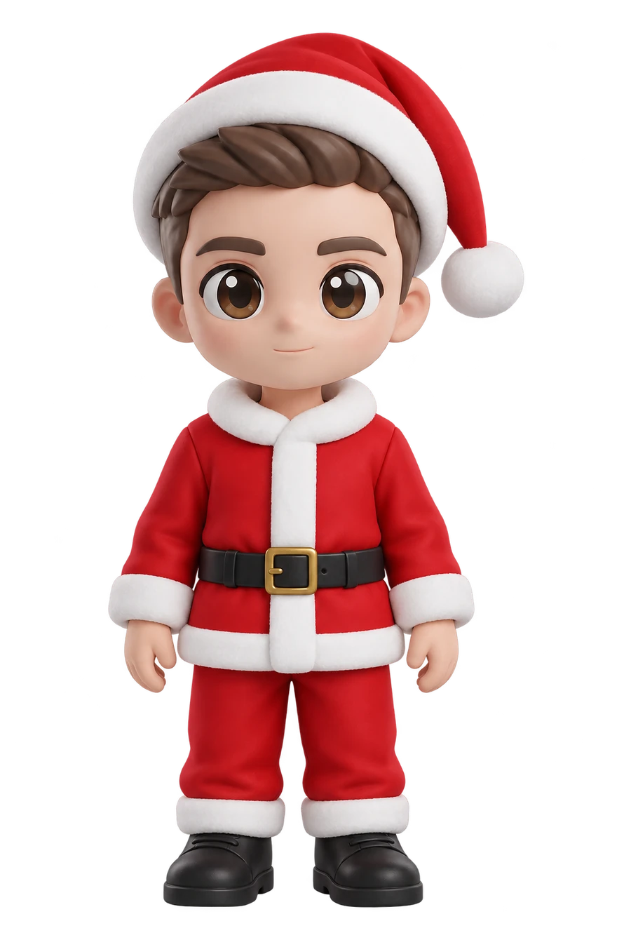 Chibi figurine of a man in a full Santa suit